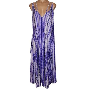 Womens Boho V-Neck Strappy Tie Dye Long Maxi Dress Summer Beach Party Dress - Picture 1 of 11