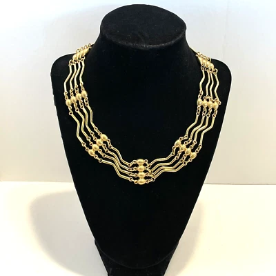 Gargantilha Monet tom dourado quatro fios colar elos ondulados 16" + extensor 2" novo com etiquetas - Imagem 1 de 4