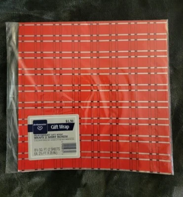 Vintage Hallmark Ambassador Gift Wrap Red Christmas 8 1/3 Sq Ft 2 Sheets - Image 1 of 2