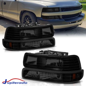 Smoke Headlights & Bumper Lights For 99-02 Silverado 00-06 Suburban 1500 2500 - Picture 1 of 19