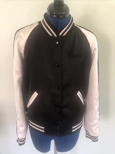 Coach Black White Floral Reversible Satin Varsity Bomber Jacket Coat 58645 - Picture 1 of 16