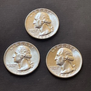 Lotto di 3 - Errori Die Crack Quarter Washington 1964 - Condizioni XF - Foto 1 di 7
