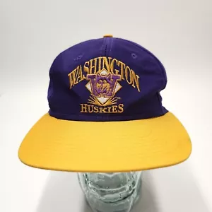 Vintage Washington Huskies Mütze verstellbar Druckknopflasche Signatur abgenutzt - Bild 1 von 7