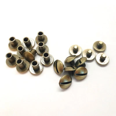 Tornillo para cinturón Tornillos Chicago Cuero Artesanía Paquete de 10 1/4" (6-7 mm) LATÓN ANTIGUO  Foto 1 de 4