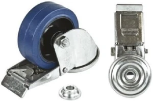 Lag HEAVY DUTY BRAKED STEM SWIVEL CASTOR 125mm 180kg Blue Rubber Tyre,Plain Bore - Picture 1 of 1