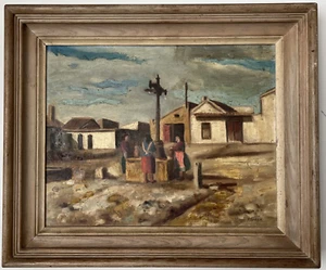 España 1954 Pintura al óleo firmada de mota sobre lienzo marco de madera expresionista 24x21 - Imagen 1 de 23