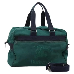 Burberrys Boston Bag Canvas 2way Green Auth hk2392 - Picture 1 of 22