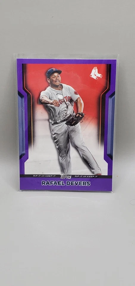 2021 Topps Rip #21 RAFAEL DEVERS Purple Ripped Opened #'d 12/25 Boston Red Sox  - Image 1 of 2