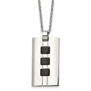 Stainless Steel Ip Black Plated Accents Necklace - Picture 1 of 7