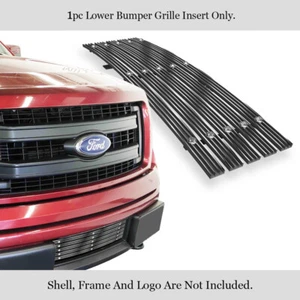 Fits 2009-2014 Ford F-150 Lower Bumper Chrome Wide Rivet Billet Grille Insert - Picture 1 of 6