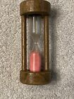 Vintage Wooden Sand Clock Egg Timer Hourglass Glass With Pink Sand