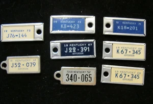 8 Vintage DAV Disabled Veterans Miniature License Plate Key Chain Tags Kentucky - Picture 1 of 2