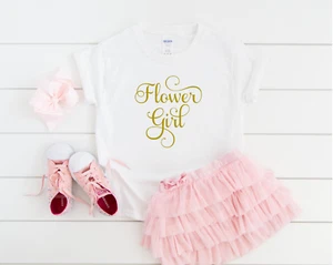 Flower Girl T-Shirt. Flower Girl Proposal Gift Wedding Rehearsal Flower Girl Tee - Picture 1 of 6
