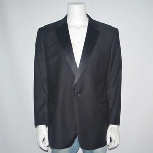 JOS A BANK Signature Tuxedo 100% Wool Black One Button Blazer Suit Jacket Sz 46R - Picture 1 of 5