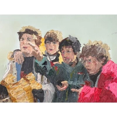 Cuchillo paleta arte pintura original Impasto Goonies Crew película años 80 12x16" Foto 1 de 2