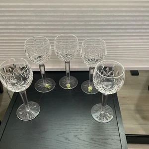 Schönes 5er Set Waterford Kristall Handarbeit (geschliffener Fuß) Hock Weingläser - Bild 1 von 9