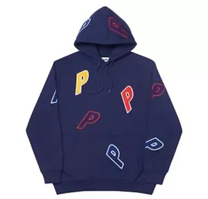 Palace Multiple P Felpa Cappuccio Hoodie Originale Blu Navy Skateboards Taglia L - Imagen 1 de 7
