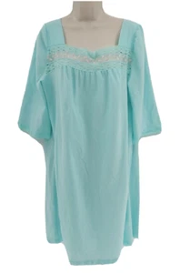 Vestido De Colección Vanity Fair XLarge Azul Encaje Rosa Bordado Manga Larga Suave Poliéster - Imagen 1 de 4