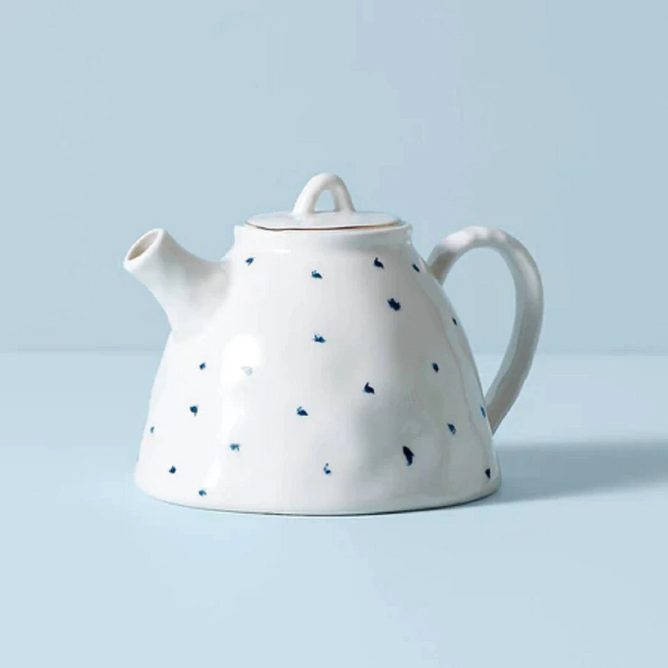 Lenox China Dinnerware - BLUE BAY DOT  Covered Teapot - N/O - Image 1 of 1