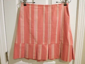 Ann Taylor LOFT Petites Stretch Women's Pink Striped Pleated SKIRT, Size 6P - Picture 1 of 5