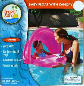 MIDWOOD BABY POOL FLOAT W/ CANOPY SUNSHADE & LEG HOLES,COLOR: PINK,AGES 1-2,NEW - Picture 1 of 8
