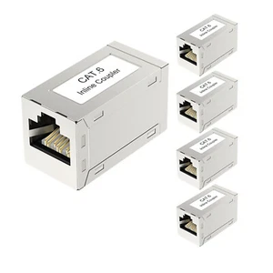 5pcs RJ45 Cat6 PoE Female to Female Coupler Shielded Ethernet Cable Extender P&P - Picture 1 of 11