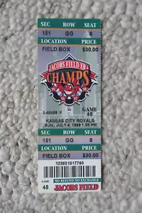 INDIANS VS ROYALS 7/4/1999 TICKET ~ McDONALD (MLB DEBUT/1ST HIT) / DYE (2 HRs) - Picture 1 of 1