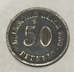 Vintage 1876-A Deutschland 50 Pfennig Silbermünze vz - Bild 1 von 2