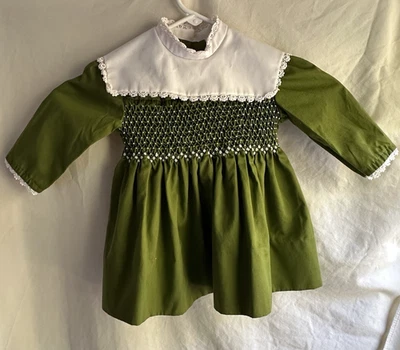 Vintage Polly Finders Hand Smocked Dress - Size 2T  (See Description) - Green - Image 1 of 4
