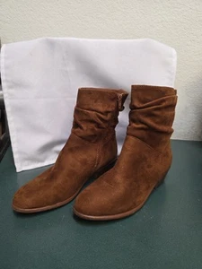 Charlotte Russe Boots Women's 8 Manny Zip Western Ankle Bootie Brown Faux Suede - Picture 1 of 8