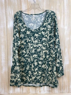 Top para mujer Lularoe Lynnae verde con pájaros color crema talla 3XL manga larga Foto 1 de 4