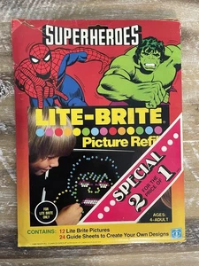 Lite Brite Marvel Superheroes Refill Package Pictures & Blank Sheets Hasbro 1980 - Picture 1 of 15