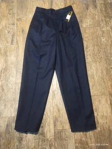 Vintage Giorgio Saint Angelo Anzughose 100 % Wolle blau plissiert Damengröße 8 neu mit Etikett - Bild 1 von 3