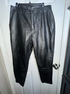 Nuevo con etiquetas Missguided US 14 UK 18 Negro Imitación Cuero Turn Up Fem Cigarrillo Pantalón Pantalón Pantalón - Imagen 1 de 16
