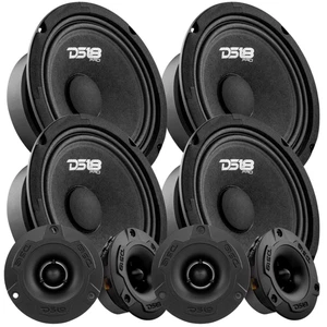4x DS18 PRO-GM6 6.5" Midrange Car Speakers 4x PRO-TWX1BK Bullet Super Tweeters - Picture 1 of 9