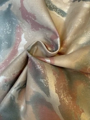 Tecido decorador pastel abstrato vintage anos 80/90 rosa, verde, prata 16,5 x 188 - Imagem 1 de 4