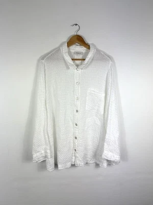 Sahara textured 100% linen shirt white - oversized size 4 UK 20/22 - Image 1 of 4