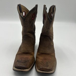 Ariat boys brown an red leather Roughneck square toe cowboy boots 2.5 M 10014101 - Picture 1 of 9