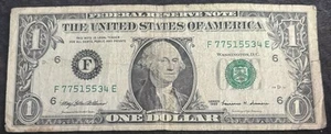 1999 Atlanta $1 Bill Double 55’s & 77’s Low Ending 4 Gas Pump Error Note - Picture 1 of 2