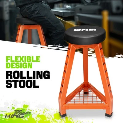 32.1" 300lbs Capacity Stamped Steel Padded Seats Red Painted Work Stool Garage - Image 1 of 4