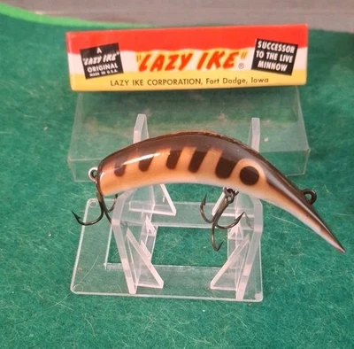 SEÑUELO DE PESCA LAZY IKE DE COLECCIÓN KL-3 GBR DORADO MARRÓN COSTILLA CAJA ORIGINAL PAPELEO Foto 1 de 4