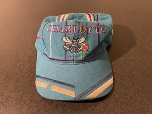 Vintage RARE 90s T.E.I NBA Charlotte Hornets Big Logo Jersey Snapback Hat Blue - Picture 1 of 15
