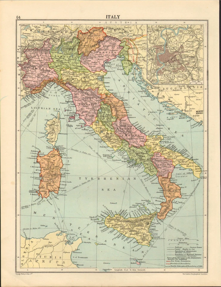 1919 MAP ITALY INSET ROME SICILY SARDINIA - Image 1 of 1