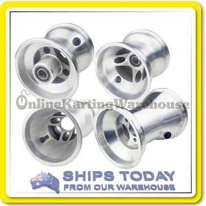 GO KART WHEEL SET 5" ALUMINIUM EURO 2 x 17MM BEARING FRONT 2 x 208MM REAR - Picture 1 of 9