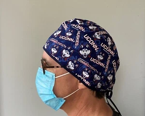 UCONN University Connecticut Surgeon Style Cap,UCONN Huskies Scrub,Ties in back  - Picture 1 of 3
