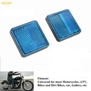 Universal Suqare Blue Reflector Adhesive Bike Trailer Truck Boat Mailbox - Qty 2 - Picture 1 of 4