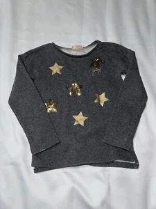 Juicy Couture Top Girls Sz 8/10 Gray Long Sleeved Shirt Sweatshirt School Stars - Picture 1 of 4