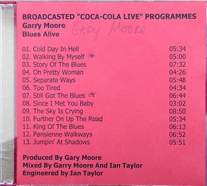 GARY MOORE Blues Alive COCA-COLA LIVE PROGRAMMES VERY RARE PROMO DISC - Foto 1 di 5