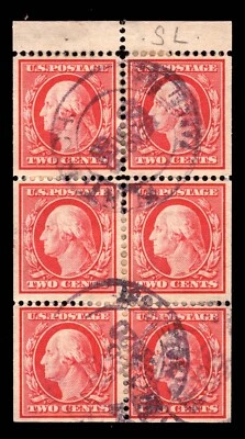 MOMEN: US STAMPS #375a BOOKLET PANE USED LOT #92975* - Image 1 of 2