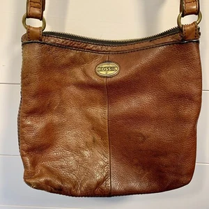 Bolso Bandolera Fossil Explorer Cuero Marrón 3 Bolsas con Cremallera Cartera Boho - Imagen 1 de 13